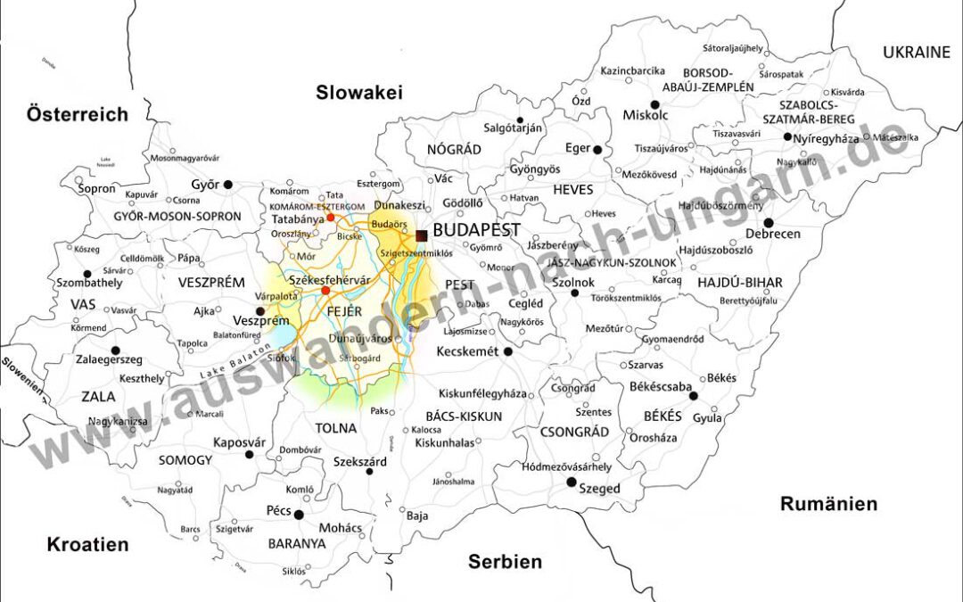 Ungarn Komitate: West, Süd, Nord, Ost, Mitte